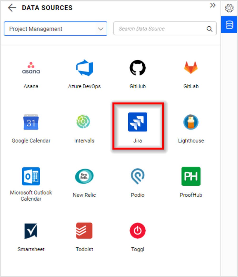 Supported data connections under Project Management category