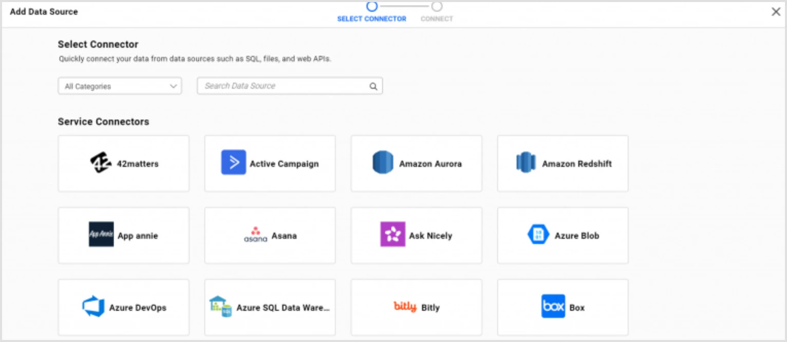 Supported data connections in home page