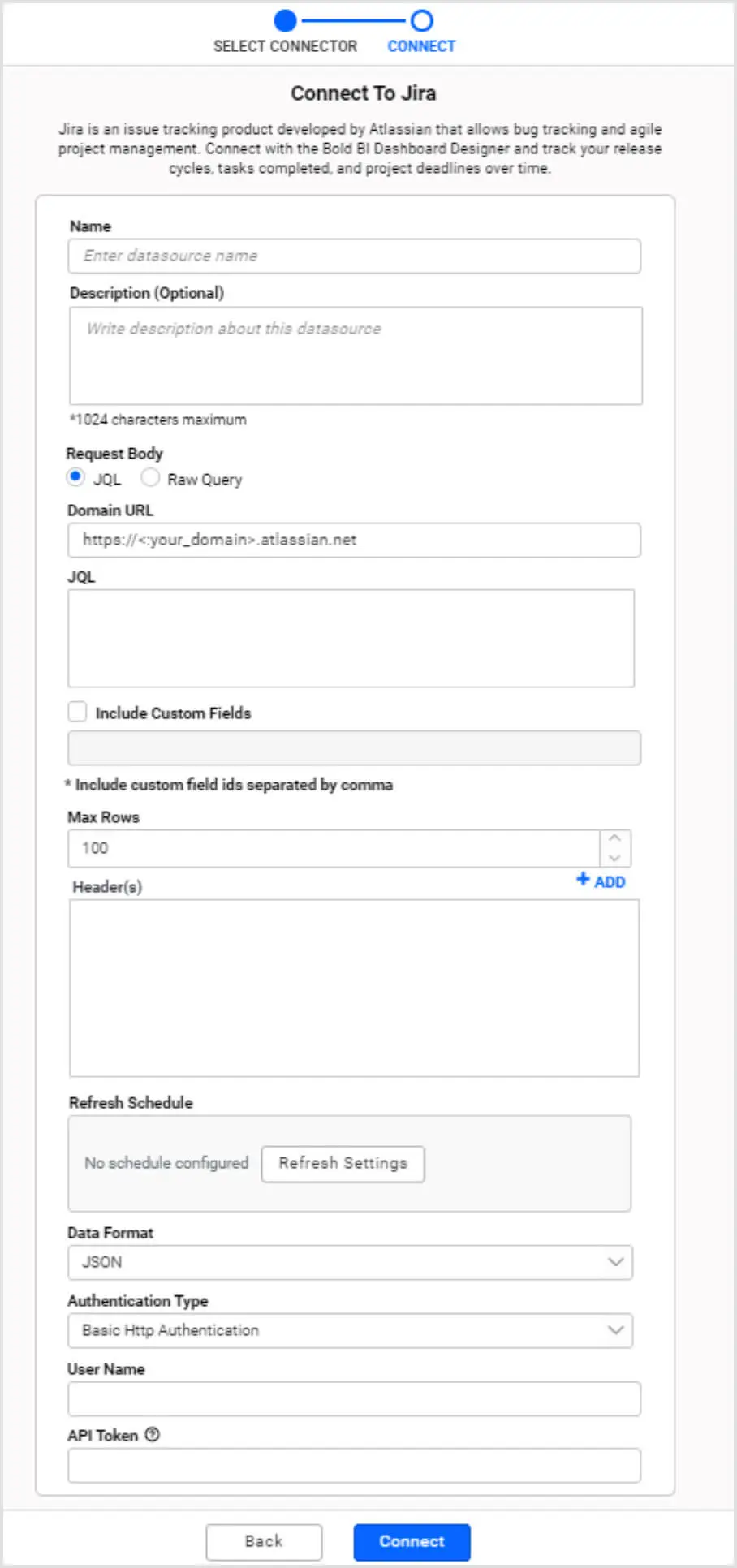 Supported data connections in home page