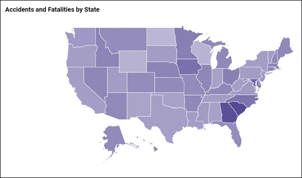 Accidents and Fatalities by State Map
