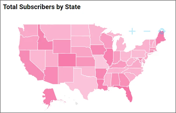 Total Subscribers by State Map