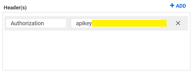 Authorization header configuration for Mailchimp data connection
