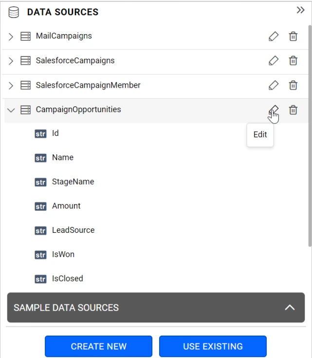 Editing CampaignOpportunities data source