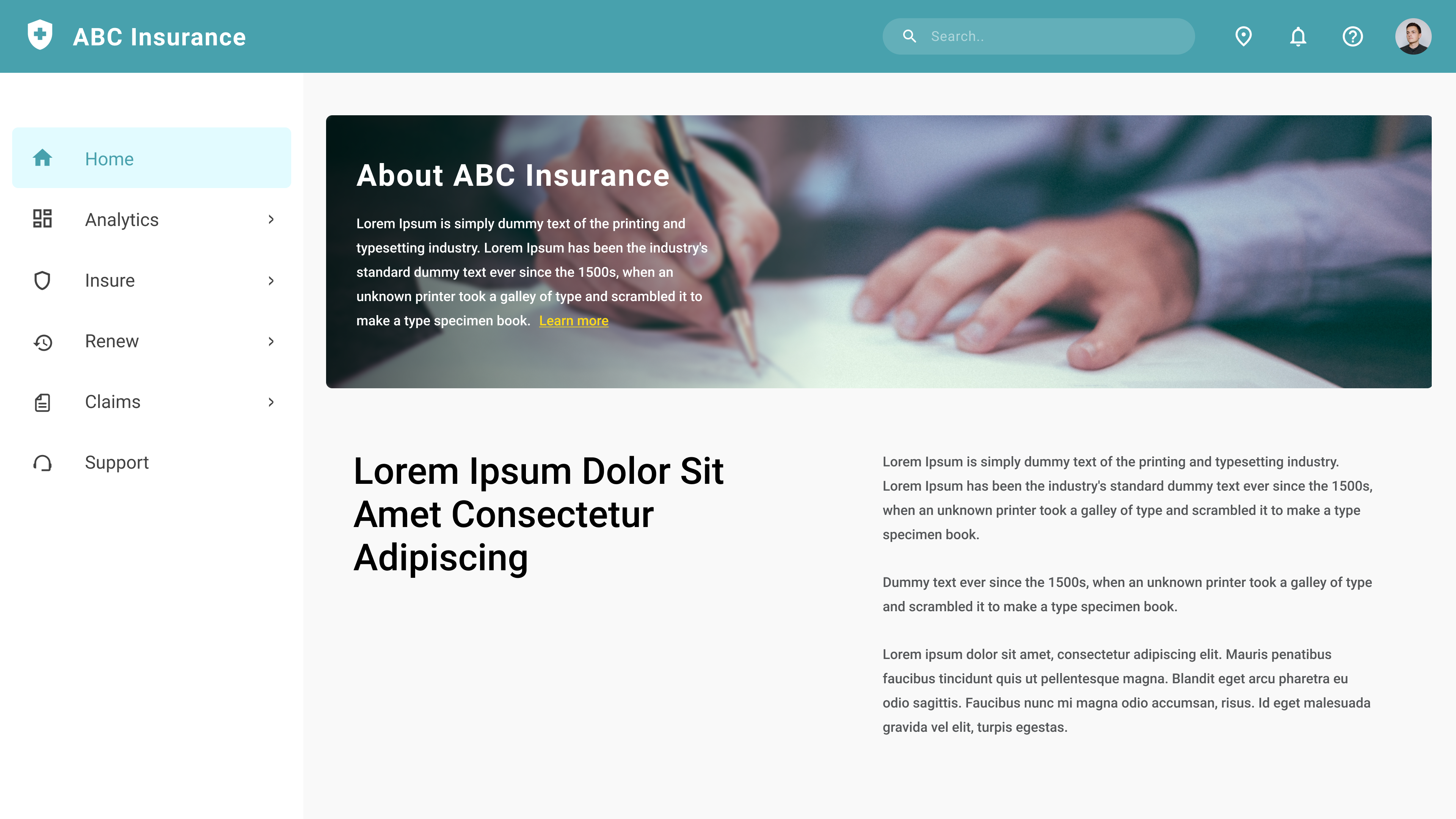 Sample Website of an Insurance Company