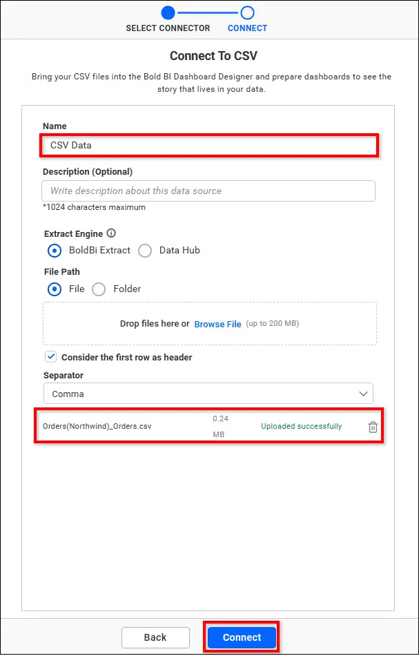 Connect to CSV