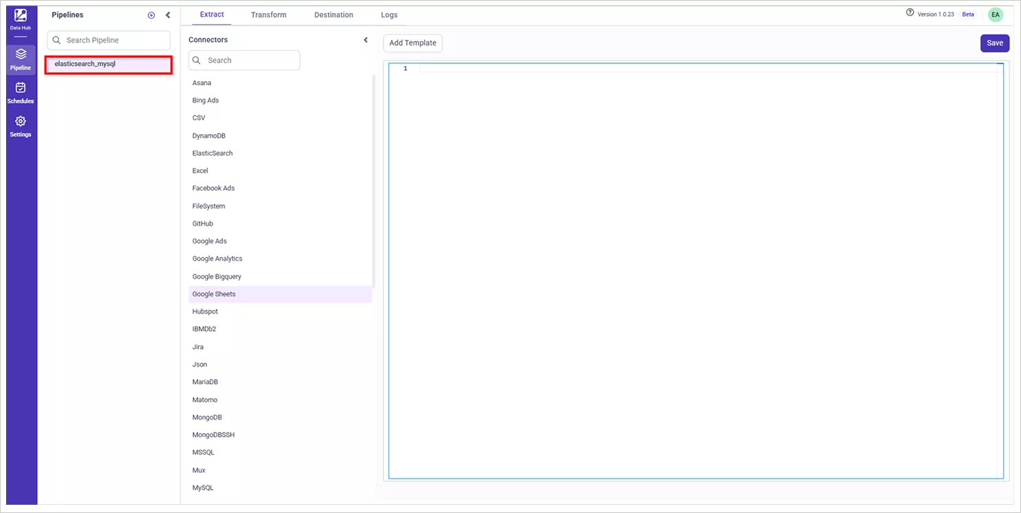 Create the elasticsearch-mysql pipeline