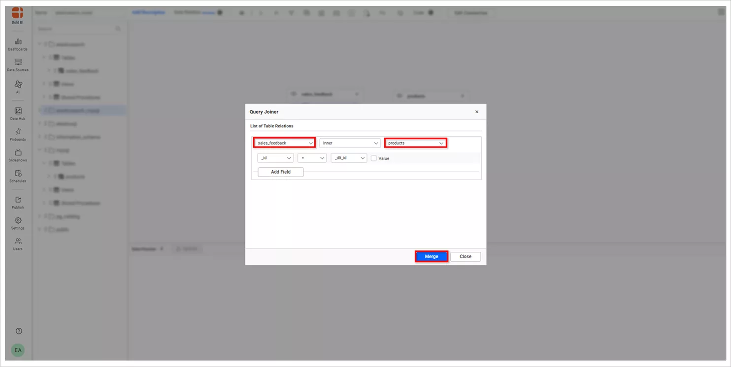 Query Joiner window
