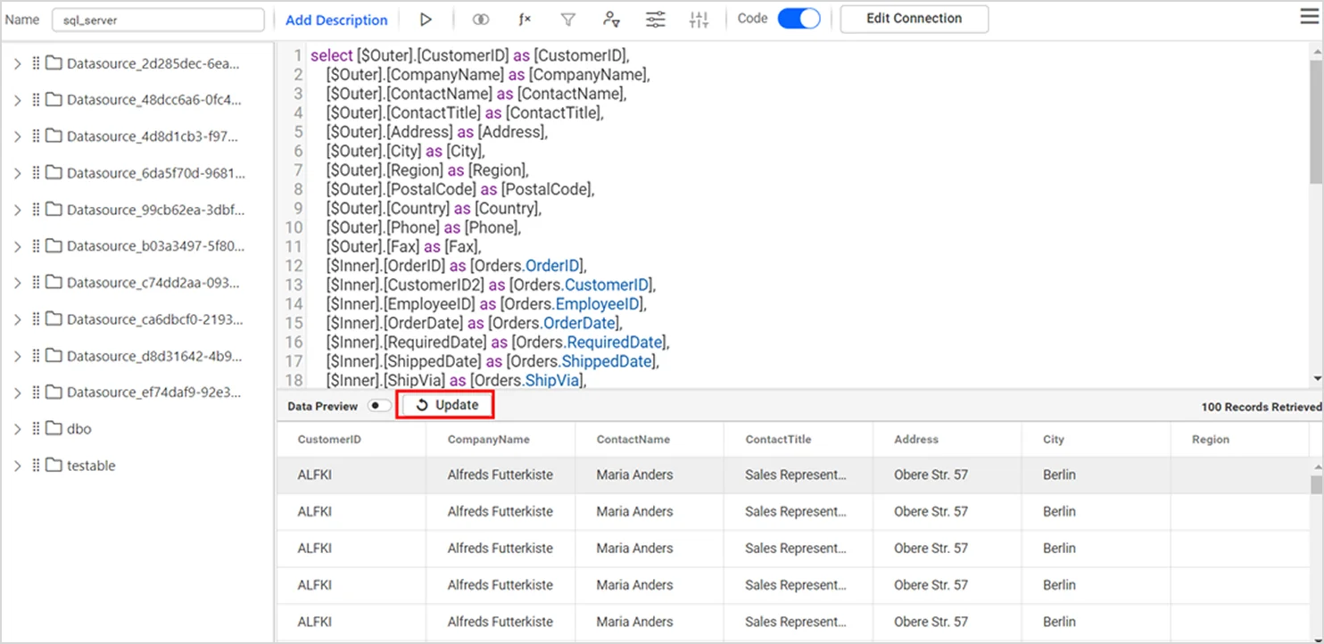 view the data for your query