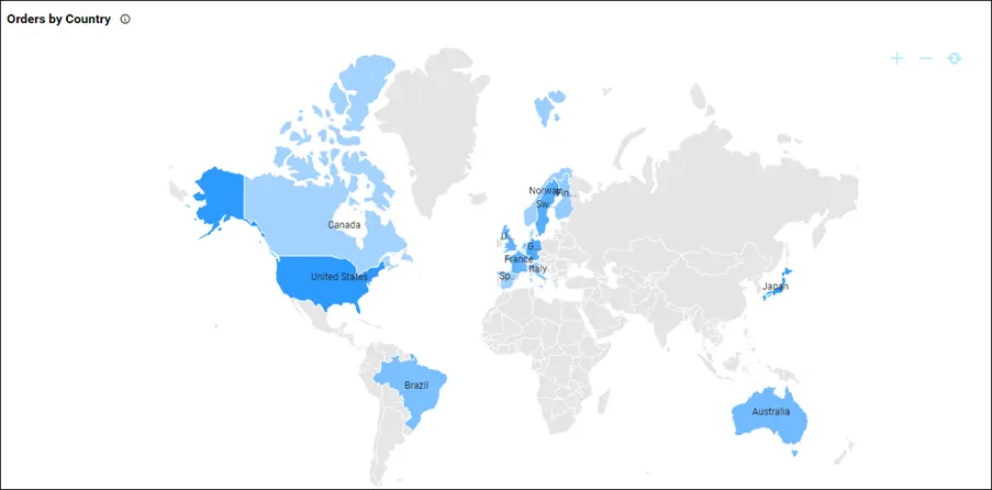 Orders by Country—Northwind Product and Supplier Dashboard