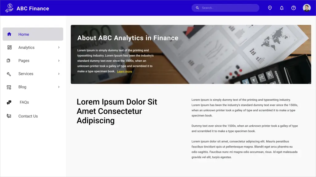 Sample Website of Finance Department