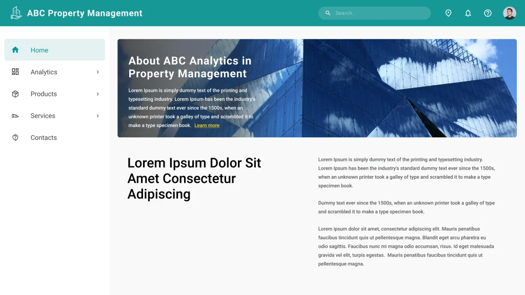 Sample website of a property management company