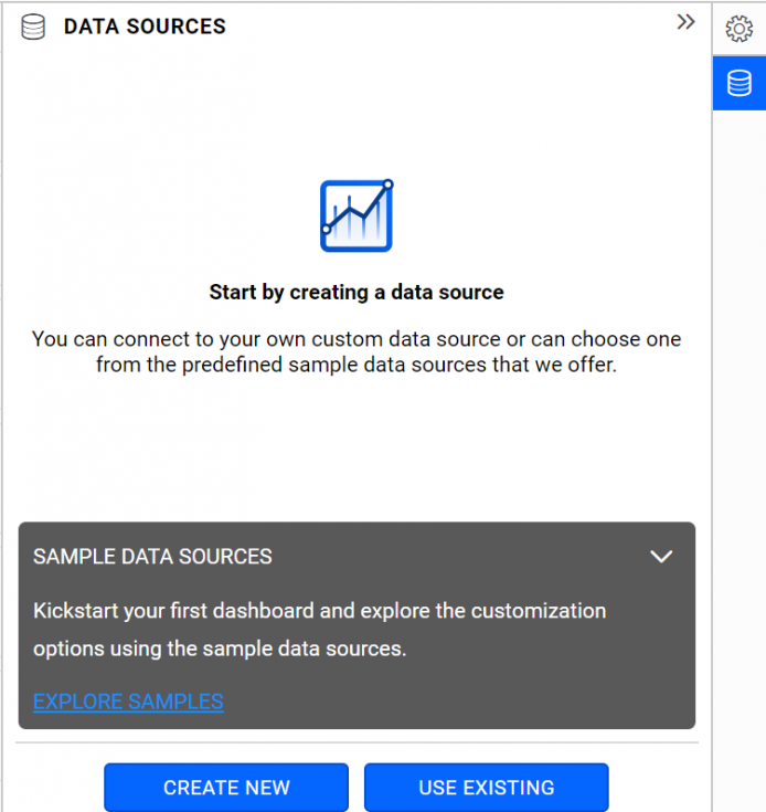 An empty data sources panel