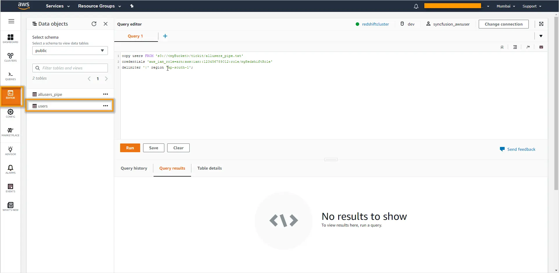 Copy data from Amazon S3