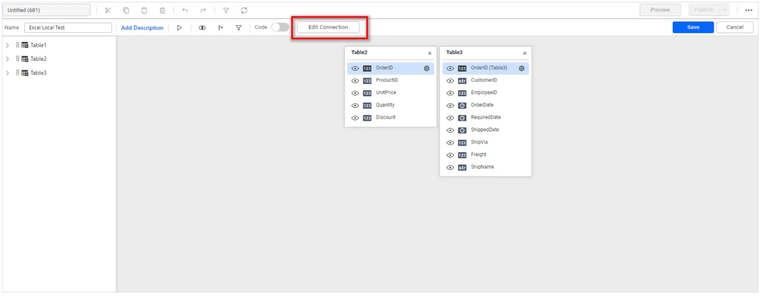 Data source editing window