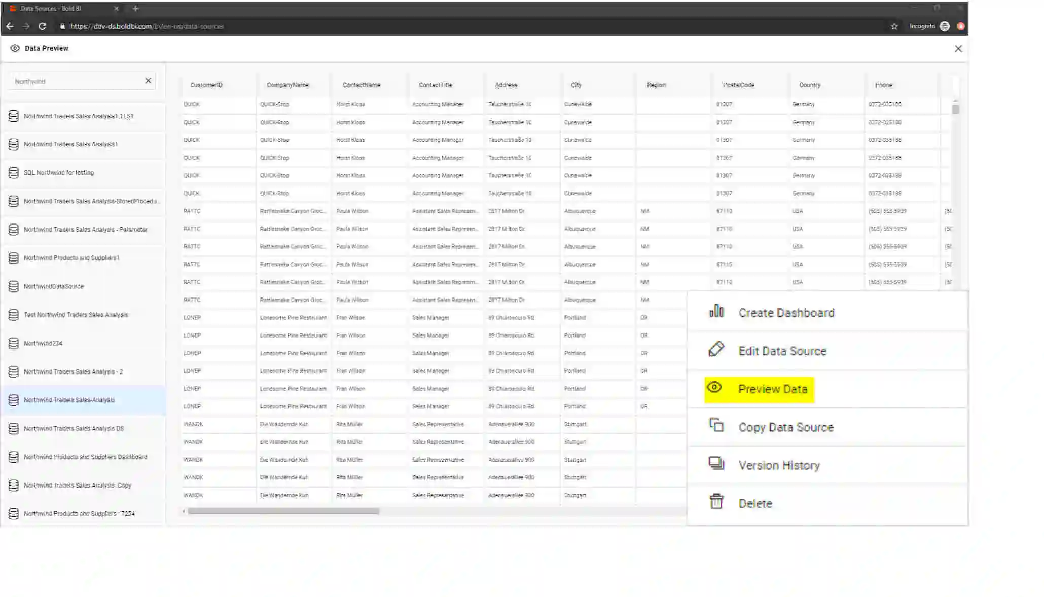 Data Preview Mode for Data source