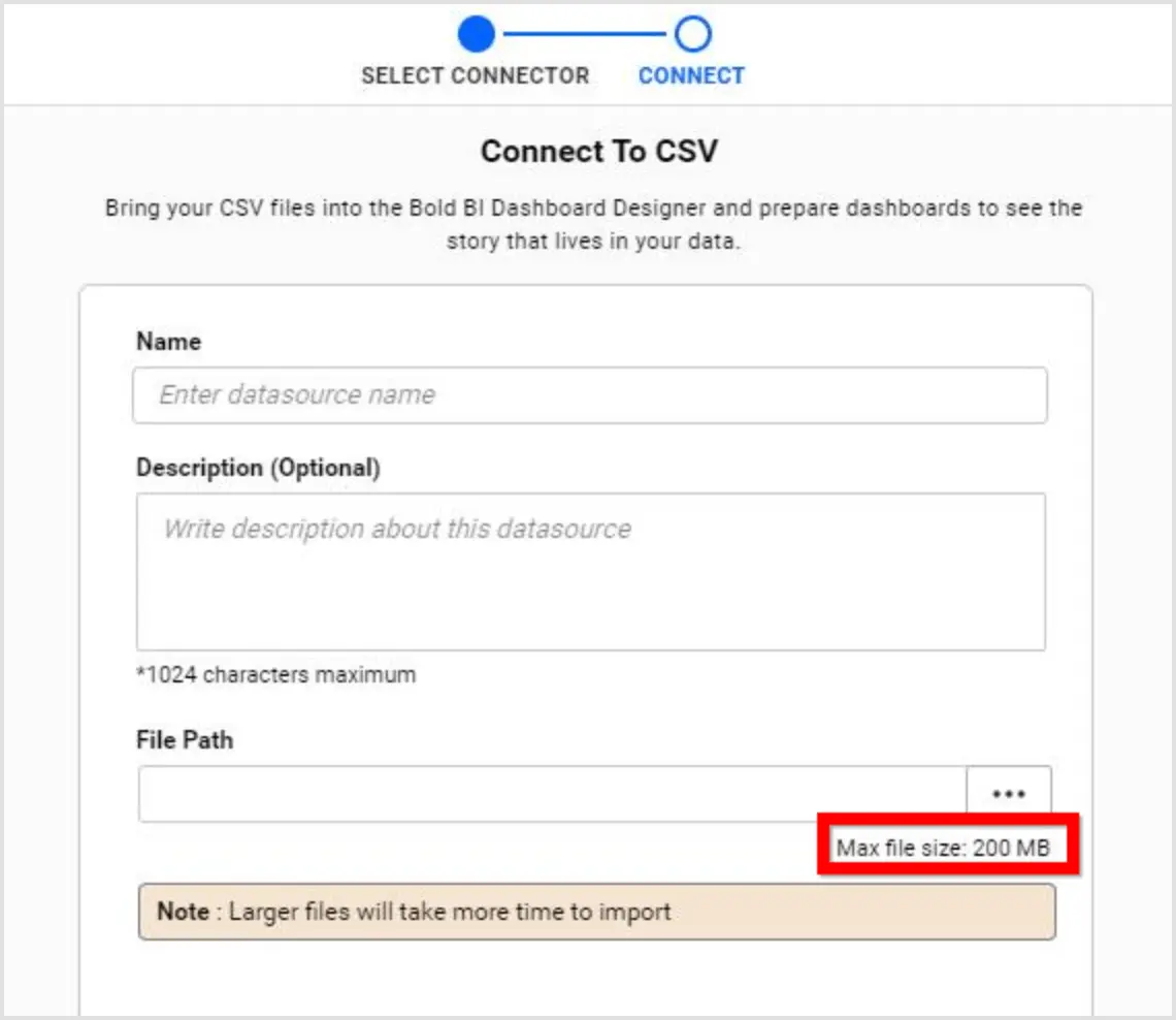 CSV Data Source File Size Increment