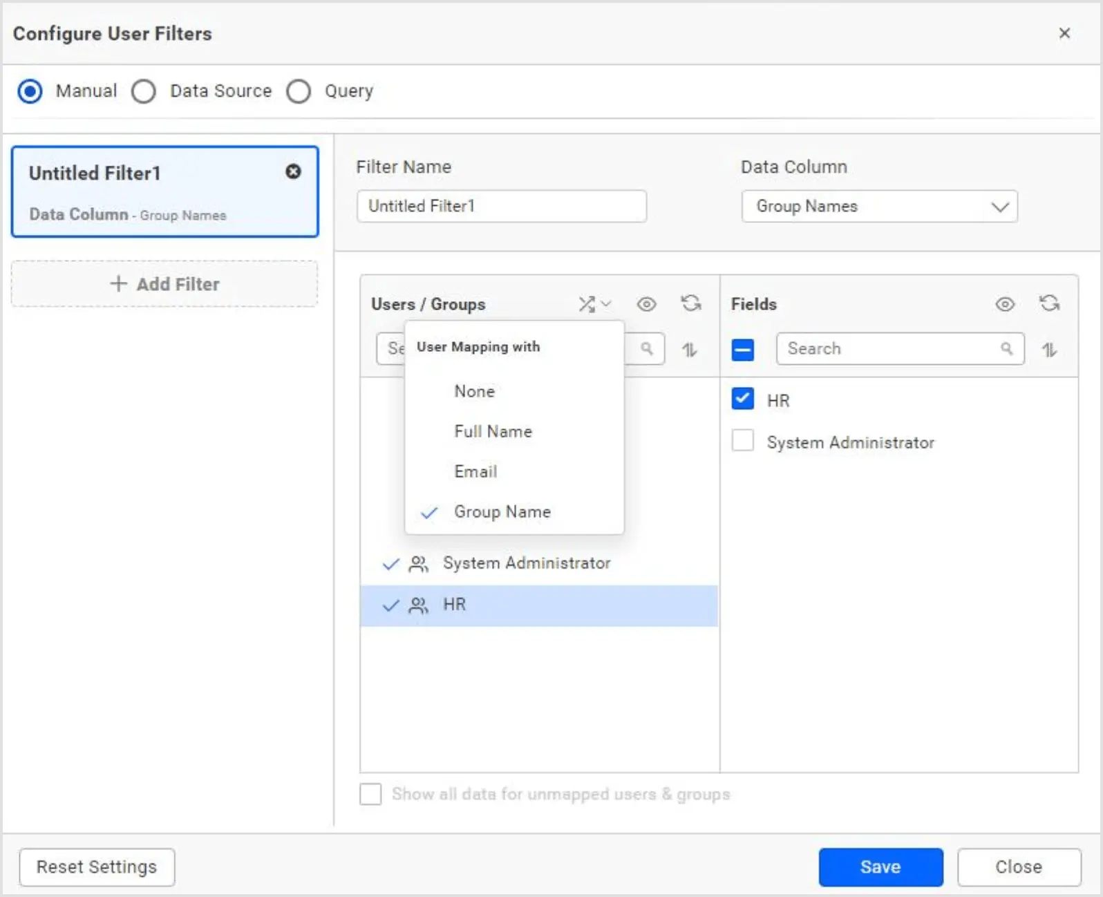 User Filter Improvements with Group Name Support