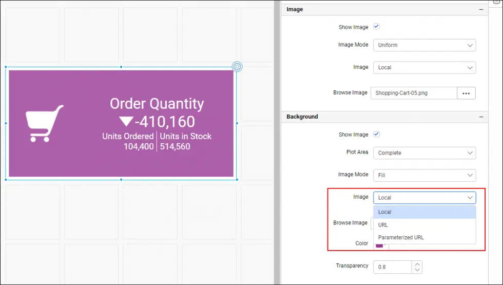 Configuring the KPI Card with a Local Image