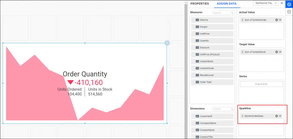 Configuring a Sparkline in the Card Widget