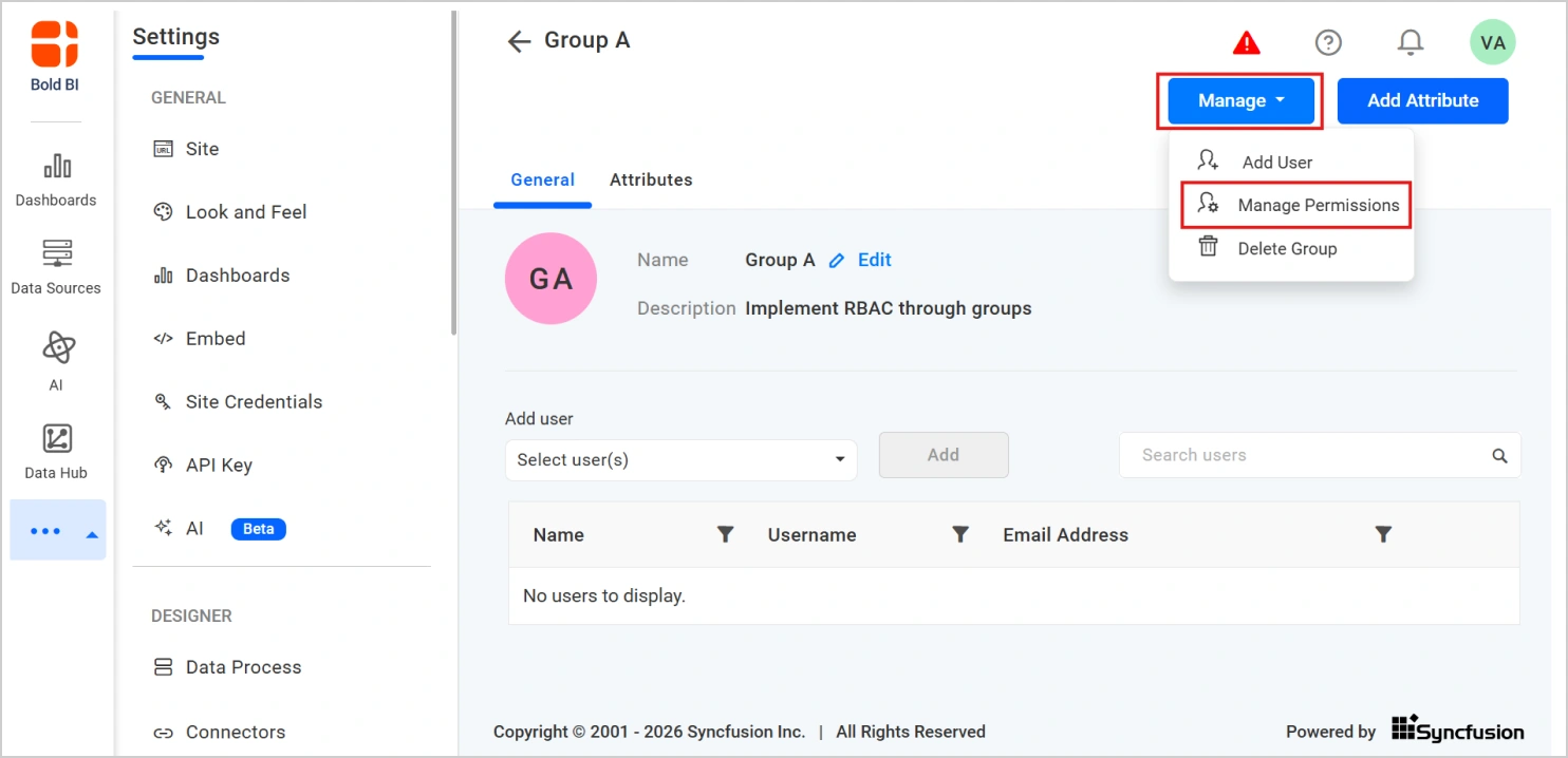 Manage permissions