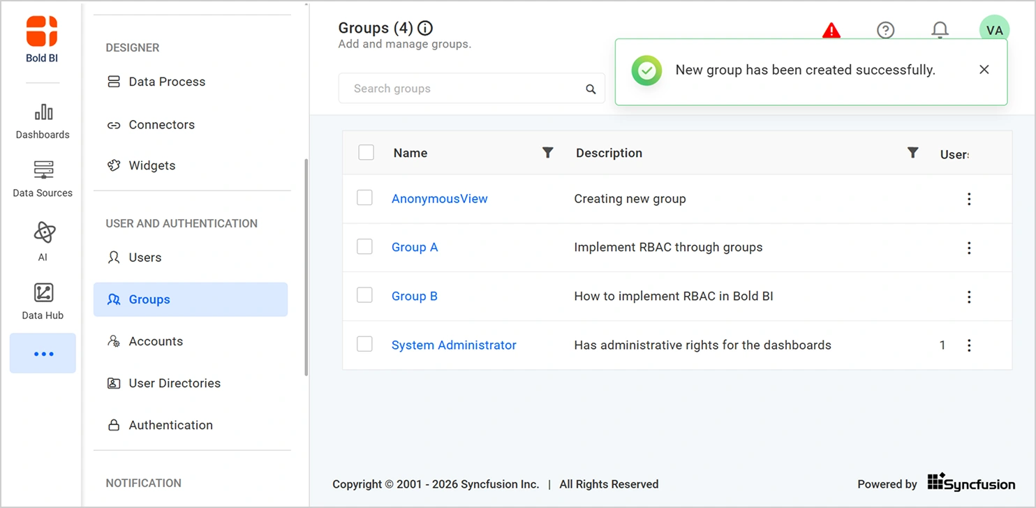 New group created