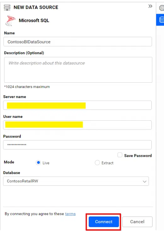 SQL Server Data Source Configuration Window