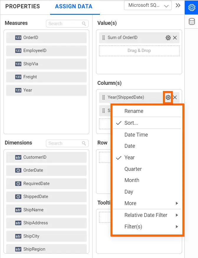 Configure Dimension Fields