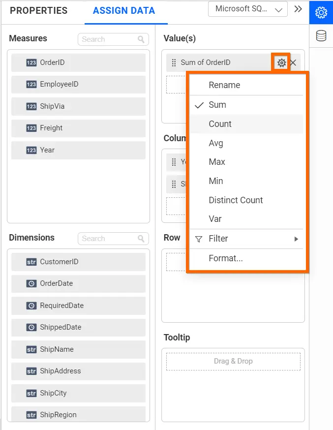 Configure Measure Fields