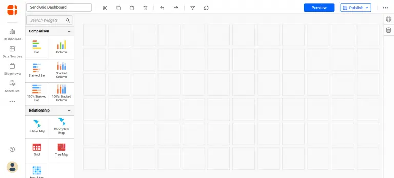 A blank dashboard