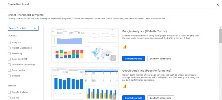 Dashboard Templates Listing