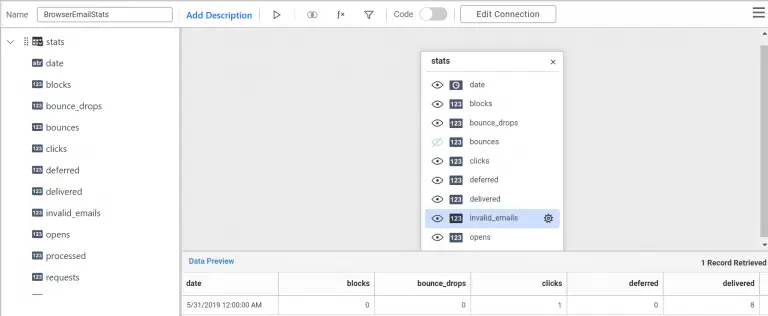 Formatted view of data source