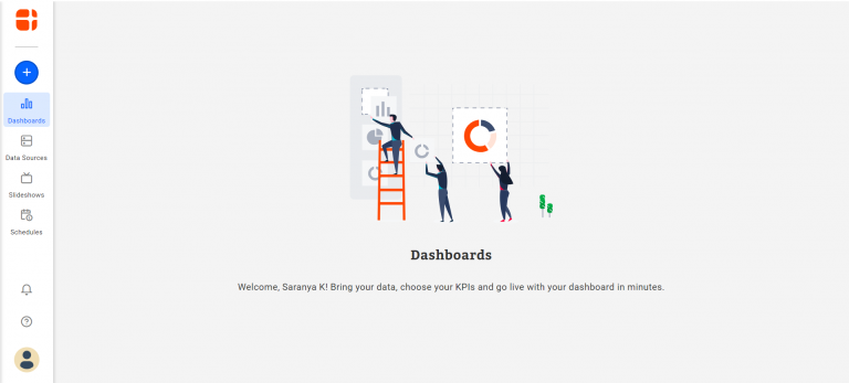 Homepage view of Bold BI Dashboards