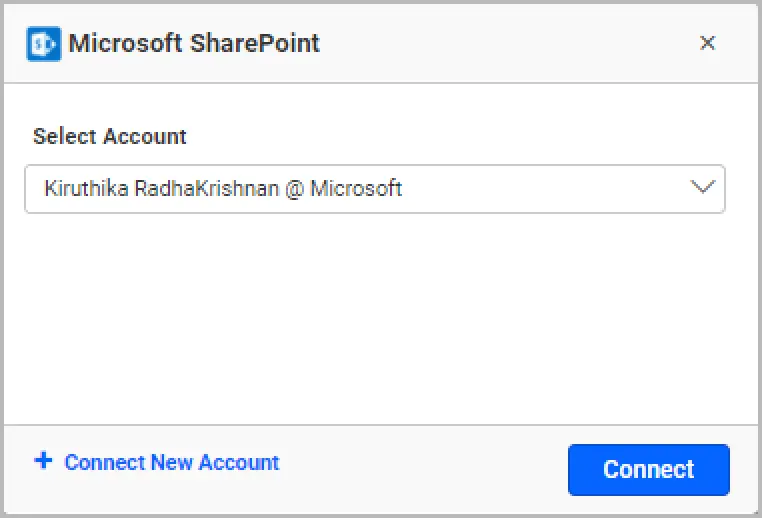 Window for choosing a Microsoft Office account