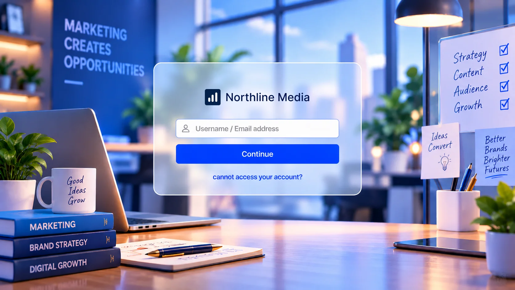 Customers access the analytics portal through a branded Northline Media sign-in experience