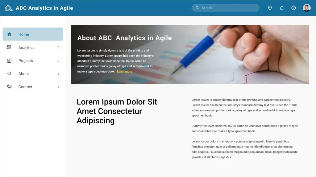 Sample website of a development dept.