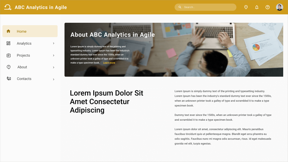 Sample website of Agile team