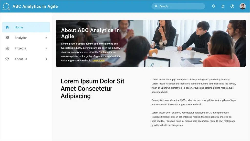 Sample Website of a Department Following Agile Practices