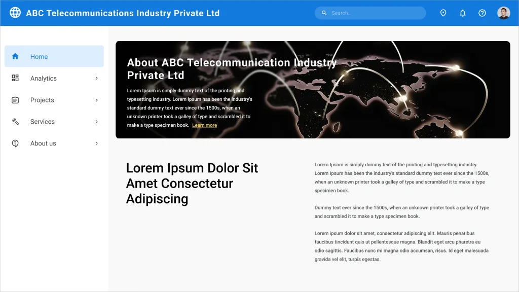 Sample Website of a Telecommunications Company