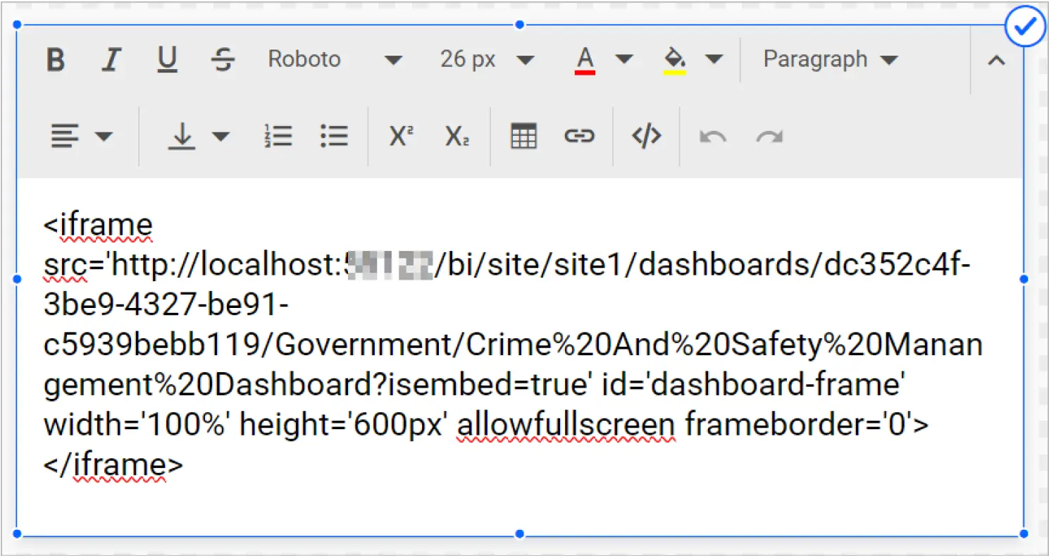HTML editing in Bold BI text widget
