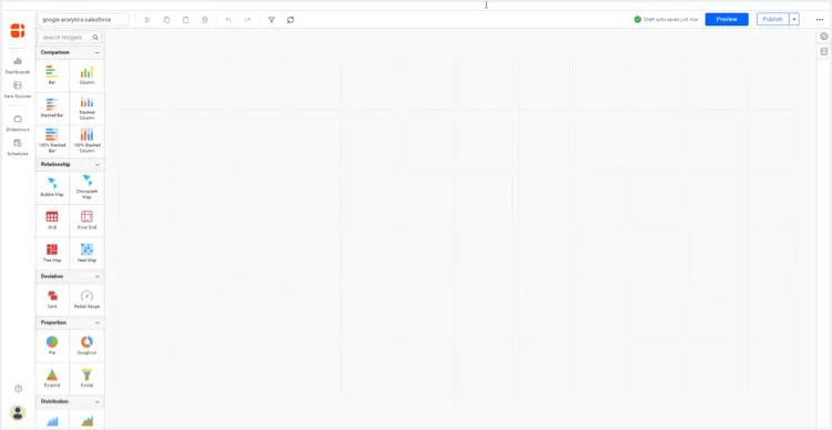 A blank dashboard in editing view