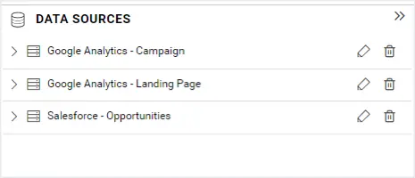 Data source panel listing all data sources