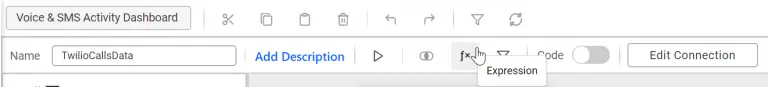 Opening expression editor in TwilioCallsData data source view
