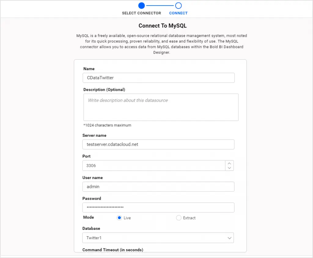 Configuring the MySQL Server Connection