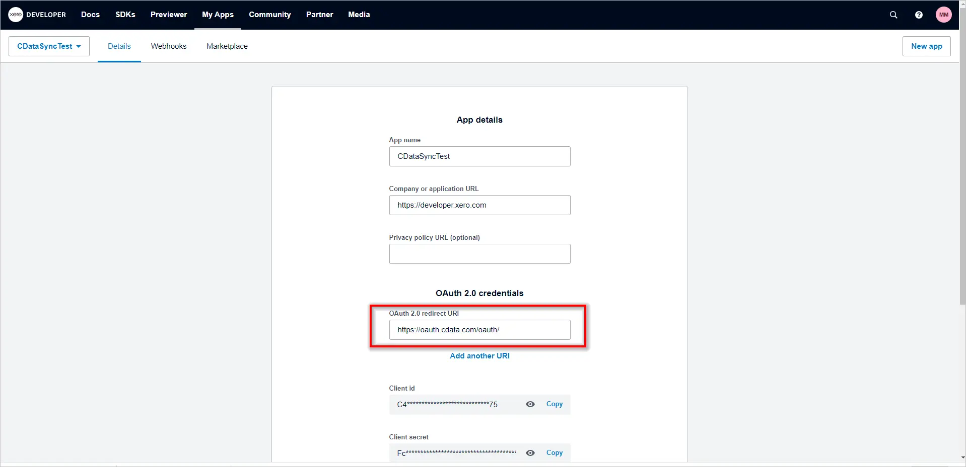 Creating Xero OAuth App