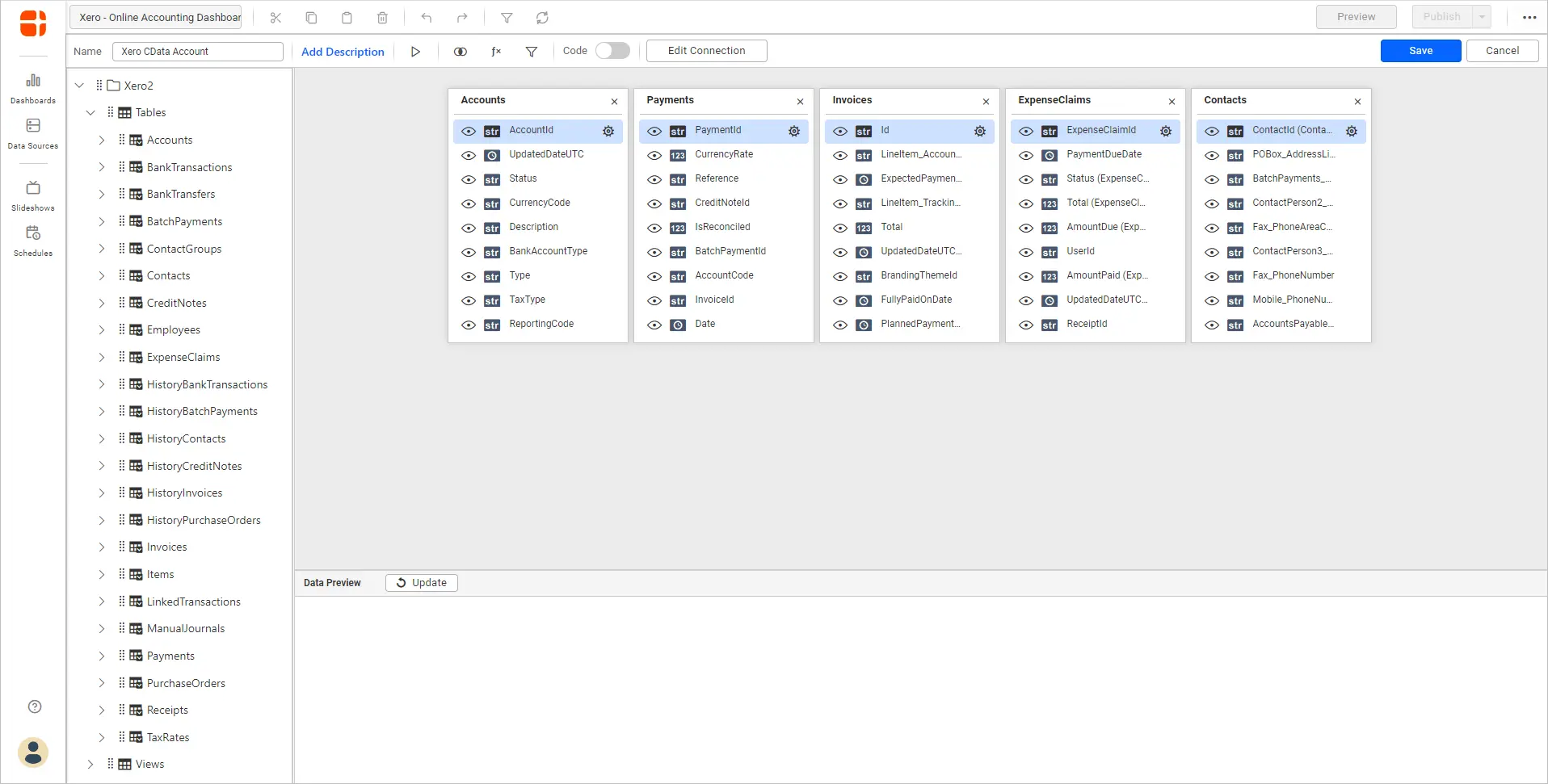 Data Source Editing Window