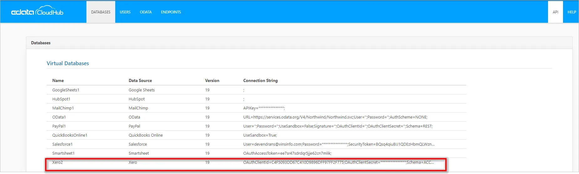 Showing Available Databases in CData Connect Cloud