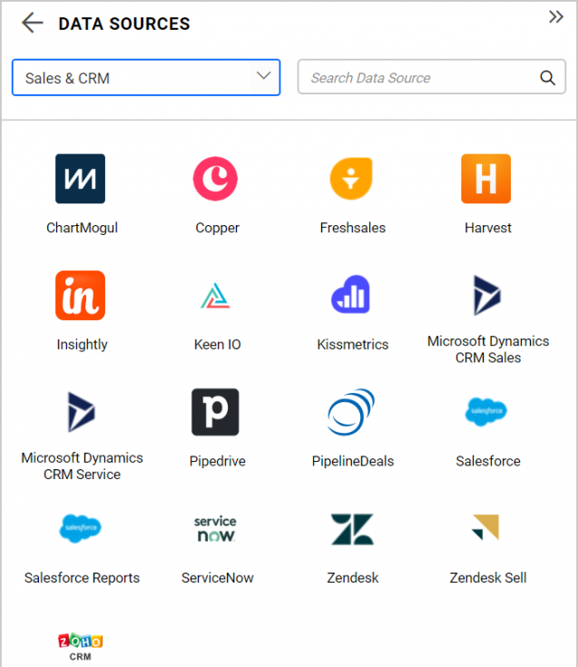 Supported Data Connections in Sales & CRM category