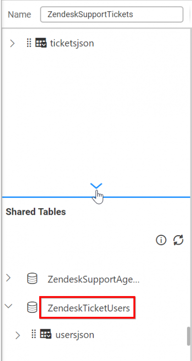 Shared tables listing to choose a table for joining