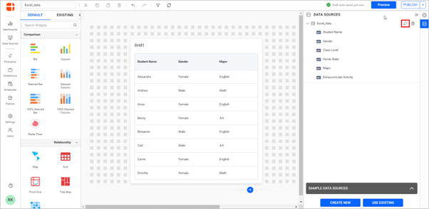 selecting the edit icon on the dashboard toolbar