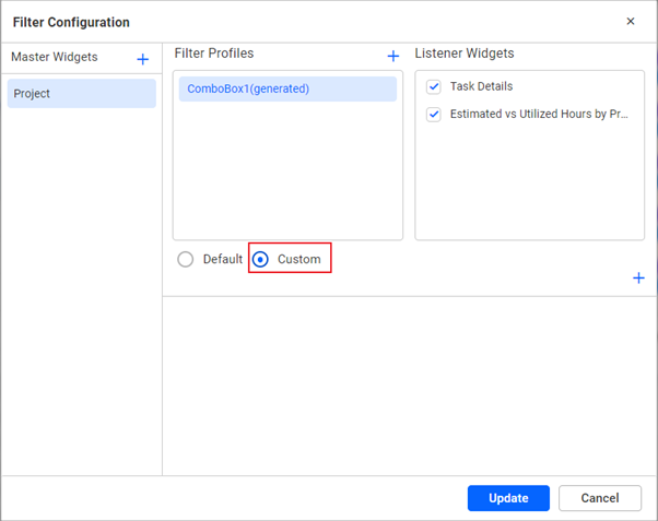 Custom filter configuration